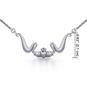 Modern Claddagh Silver Necklace TN057 - Jewelry